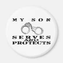 Son Serves Protects - Cuffs Refrigerator Magnets