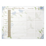 Song Birds Floral Weekly Personalized Meal Planner Notepad