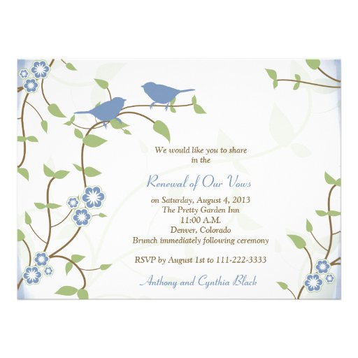 Song Birds Wedding Anniversary Vow Renewal Invites