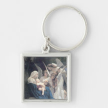 Song of the angels antique painting baby religion key chain