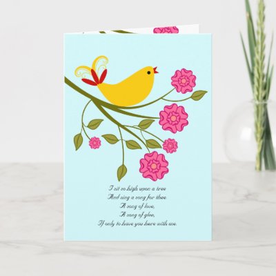 Songbird I Love You, I Miss You Poetry Card by SocialiteDesigns