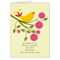 Songbird I Love You, I Miss You Poetry Card cards