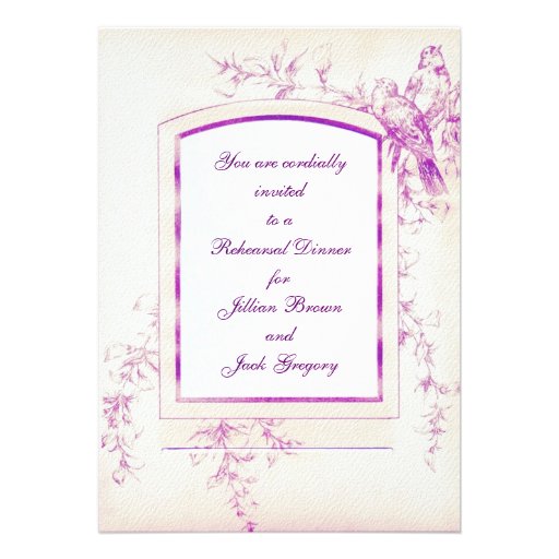 Songbird Shabby Chic Rehearsal Dinner Invites