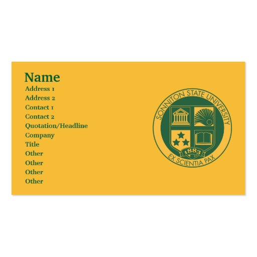 Sonniton State University Seal - Color Business Card