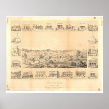 Sonora, CA. Panoramic Map 1854 (1647A) -Unrestored Posters