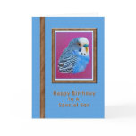 Son's Birthday Card with Blue Parakeet