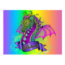 sonya, believe, fairy, rainbow, dragon, gothic, cute, magical, dragons, art, fantasy, myka, jelina, mika, faeries, nymphs, sprites, Postcard with custom graphic design
