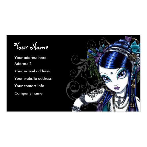 "Sonya" Tribal Fusion Belly Dancer Business Cards (front side)