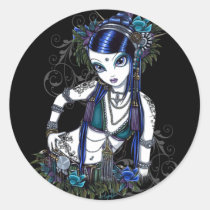 tribal, fusion, belly, dancer, dance, gothic, henna, tattoo, fairy, jewerly, goddess, fantasy, sonya, myka, jelina, art, postcard, fine art, Sticker with custom graphic design