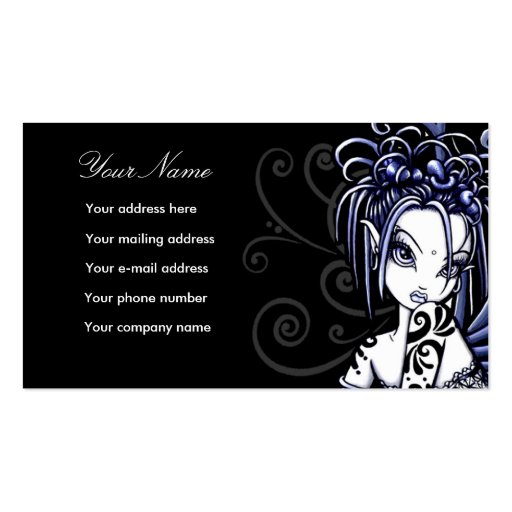 "Sophia" Blue Tattoo Fairy Art Business Cards (front side)