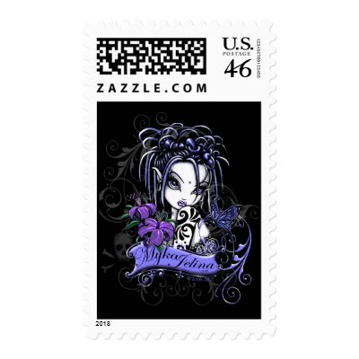 Sophia Purple Lilly Butterfly Postage by mykajelina