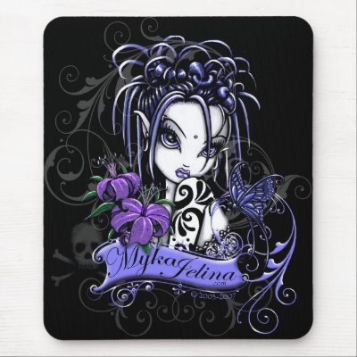 Sophia Purple Lilly Gothic Tattoo Faery Butterfly Mouse Pads by mykajelina