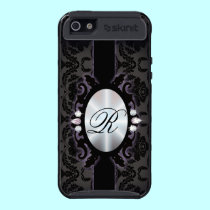 Sophisticate black Damask vintage monogram skinit case