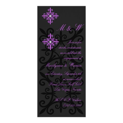 Sophisticated Black and Purple Engagement Party Custom Invite