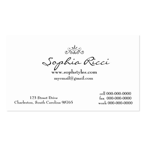 Sophisticated Black and White Damask Business Card (back side)