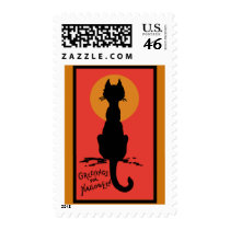 Sophisticated Black Cat Halloween Postage Stamps