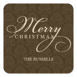 Sophisticated Damask Holiday Gift Stickers stickers
