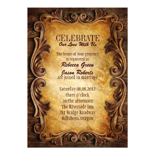 Sophisticated Elegant  western vintage wedding Announcement