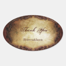 Sophisticated Elegant western vintage weddingFavor Oval Stickers