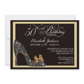 Sophisticated Floral Shoe 50th Birthday Invitation