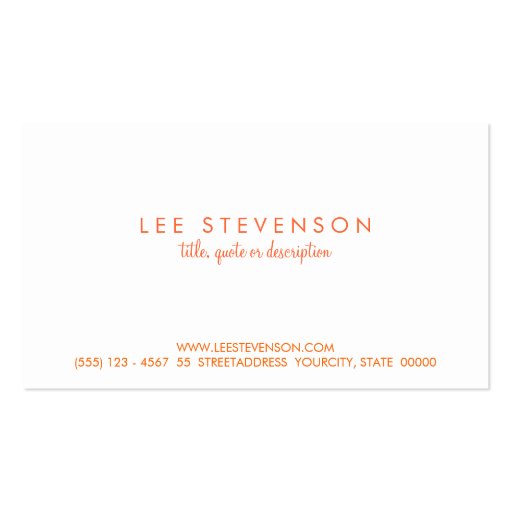 Sophisticated Gold and White Pattern Orange Text Business Card (back side)