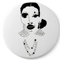 polestarimages, diva, classy, lady, woman, jewelry, fancy, urban, funky, african-american, black, illustrations, Button with custom graphic design