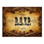 Sophisticated OldWest Cowboy Wedding RSVP card Postcard