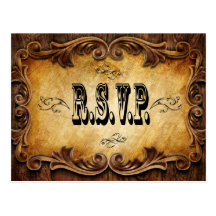 Sophisticated OldWest Cowboy Wedding RSVP card Postcard