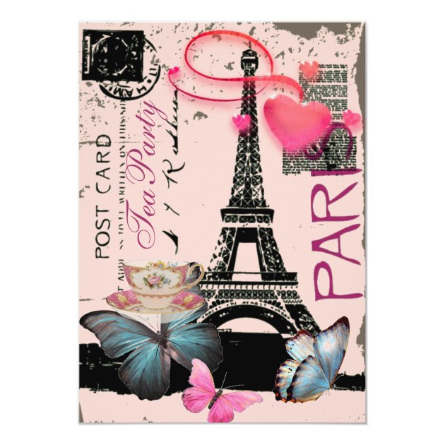 Sophisticated Paris eiffel tower vintage tea party Card