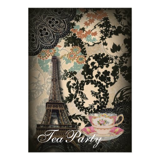 Sophisticated Paris floral Lace vintage tea party Personalized Announcement