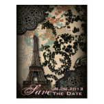 Sophisticated Paris Lace vintage save the date Post Card