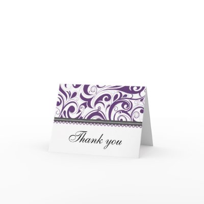 Sophisticated Plum Swirls Thank You Card