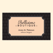 Sophisticated Polkadot Business Card (black/peach) business cards
