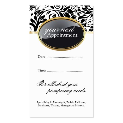 Sophisticated Salon and Spa Business Cards (back side)