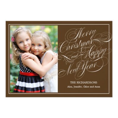 Sophisticated Script Christmas Photo Card - Brown