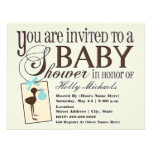 Sophisticated Stork Blue Baby Shower Invitation