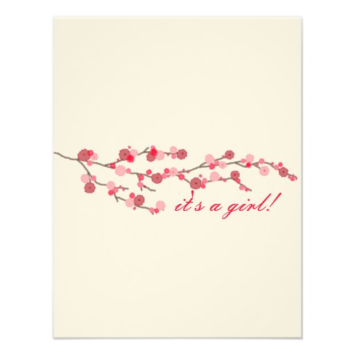 Sophisticated Stork Cherry Blossom Baby Shower Invitation