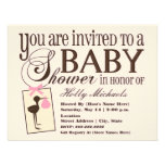 Sophisticated Stork Pink Baby Shower Invitation