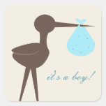 Sophisticated Stork Robin's Egg Blue It's A Boy Stickers