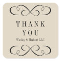 Sophisticated swirls sandy beige thank you label sticker