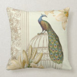 Sophisticated vintage Peacock & Cage Lily pillow