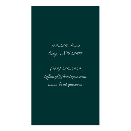 Sophisticated vintage Peacock Lily Business cards (back side)