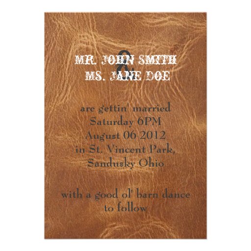 Sophisticated Western Leather Wedding invitation