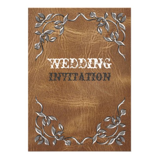 Sophisticated Western Leather Wedding invitation