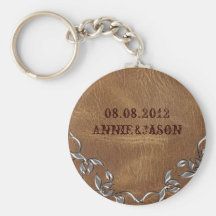 Sophisticated Western Leather Wedding Keychains