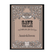 Sophisticated Western Wedding SaveTheDate Card Postcards