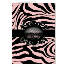 Sophisticated  Zebra Print monogram Card
