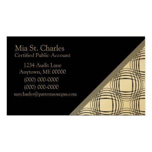 Sophistication Business Card, Black and White (back side)