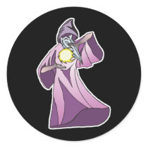 sorcerer wizard with crystal ball round sticker