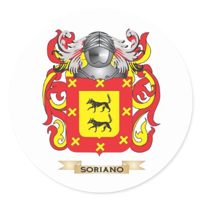 Soriano Coat of Arms (Family Crest) Round Stickers by familycrest